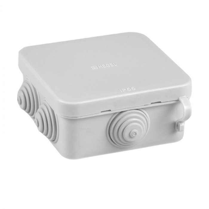 Коробка разветвительная оп IP55 7 вводов (RAL7035) ХЕГЕЛЬ КР-2604-И (100х100х50мм)
