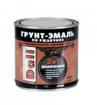 Грунт-эмаль 3 в 1 по  ржавчине молотковая золотистая ДАЛИ (0,75л)