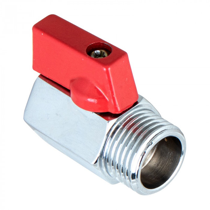 Кран шаровой мини 1/2", гайка-штуцер (В-Н), хром (5001) КЛИП